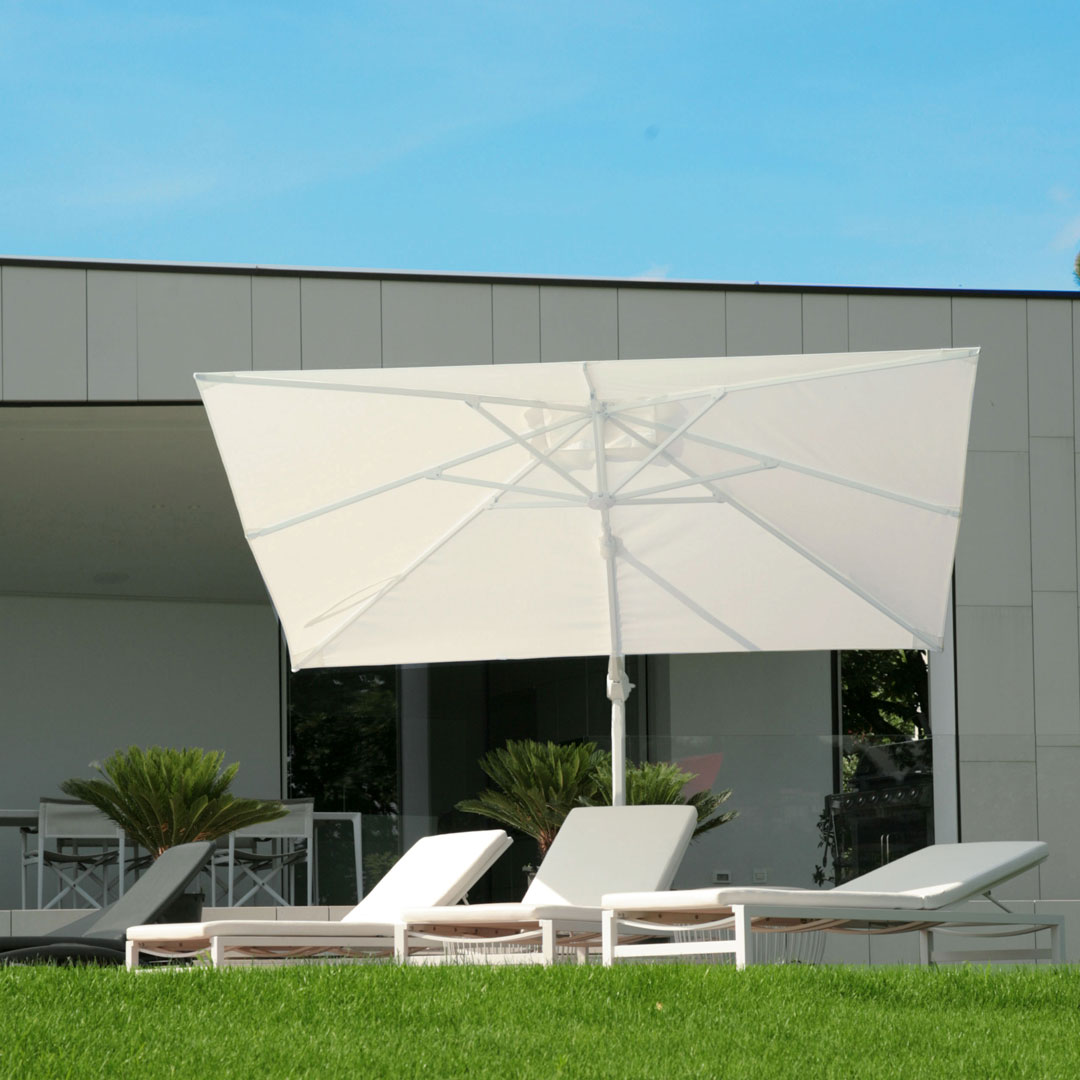 Parasol inclinable en aluminium Blues, rotation à 360 degrés