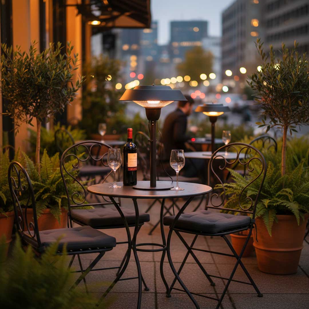 Lampe chauffante infrarouge de table pour extérieur