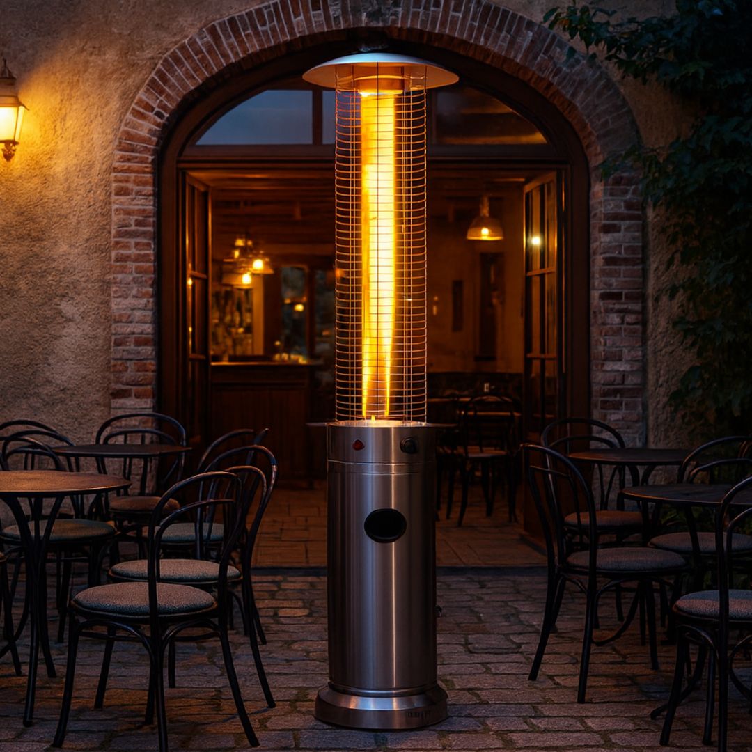 Chauffage gaz d'extérieur rond pour terrasse