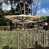 Parasol multi-bras en aluminium noir Las Vegas pour grande terrasse